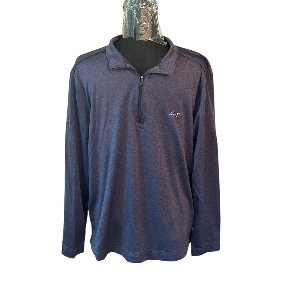Greg Norman 1/4-Zip Lightweight Golf Blue Pullover Mens Size Medium Shark Logo